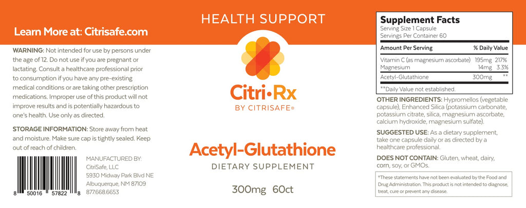 CitriSafe Acetyl Glutathione 300mg Antioxidant - 60 Capsules - image 2