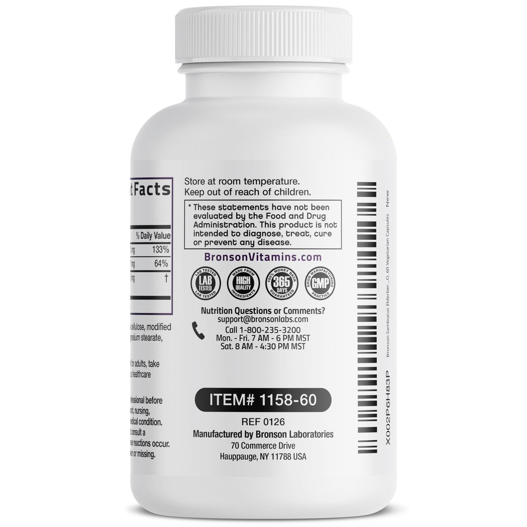 Bronson Elderberry with Zinc & Vitamin C Immune Support - 60 Capsules - image 5