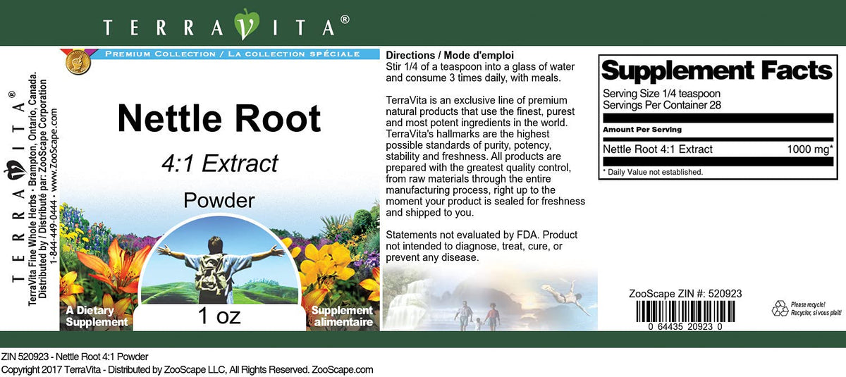 Terravita Nettle Root 4:1 Extract Powder - 1 oz - image 2