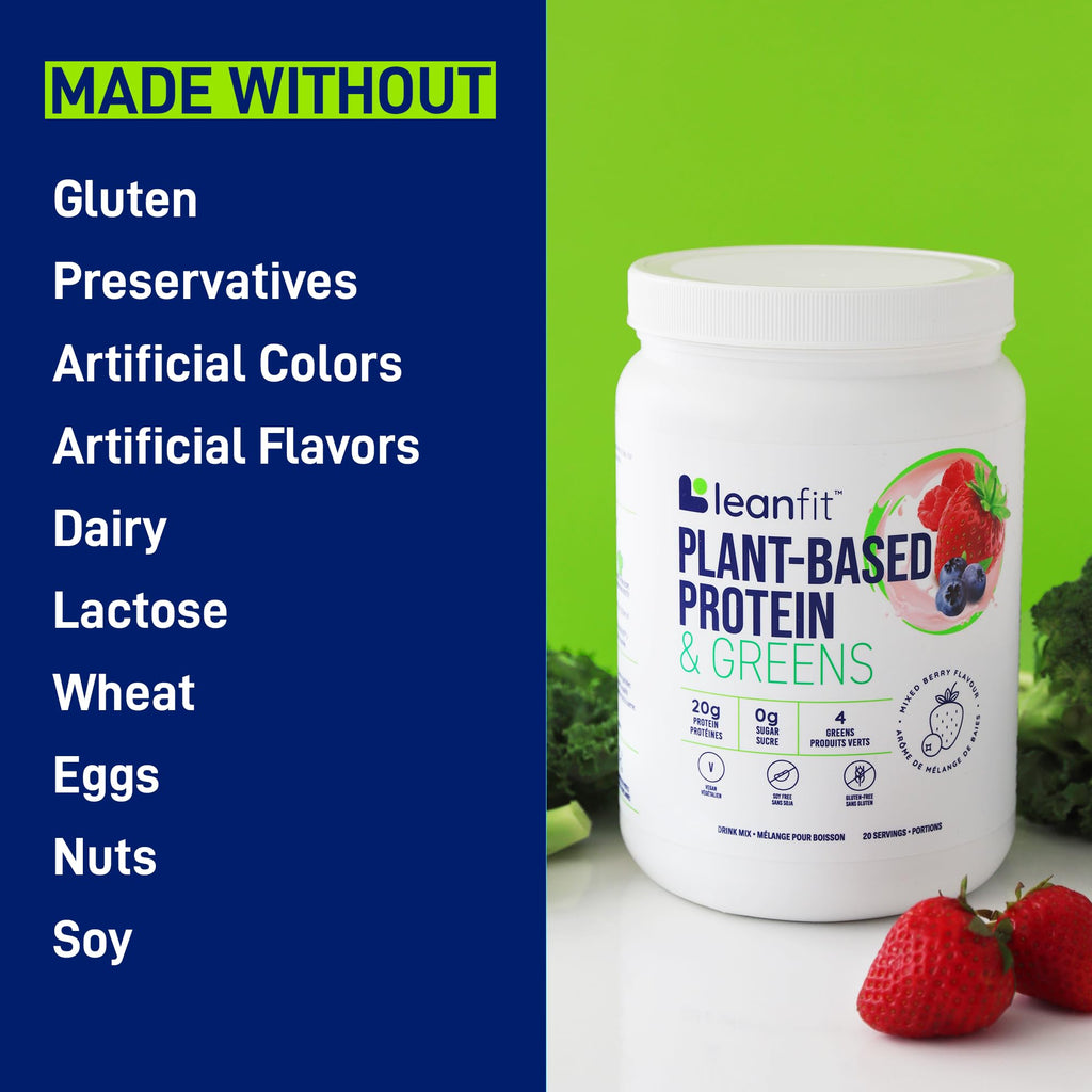 LeanFit Plant-Based Protein & Greens Natural Berry - 19 Servings - image 5