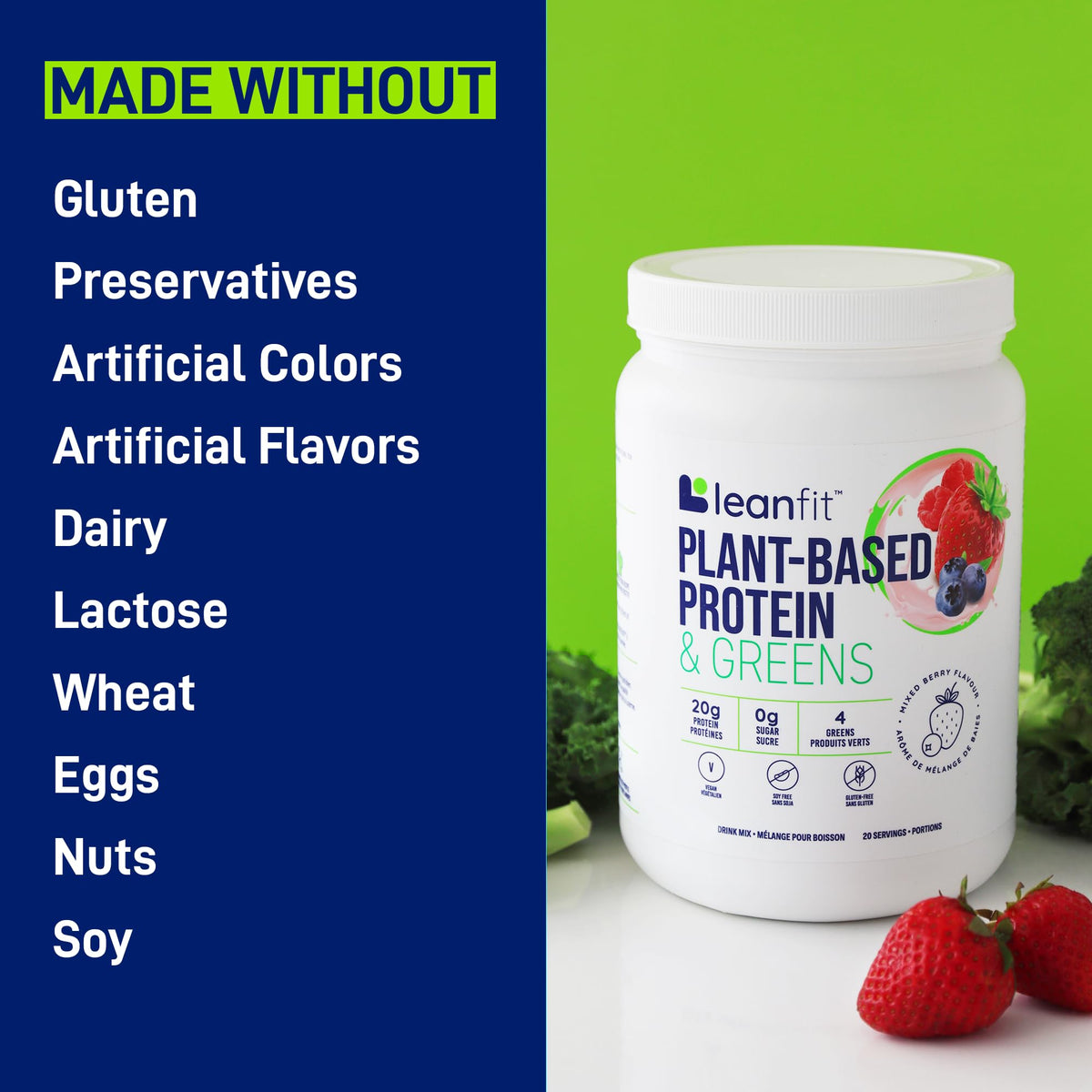LeanFit Plant-Based Protein & Greens Natural Berry - 19 Servings - image 5