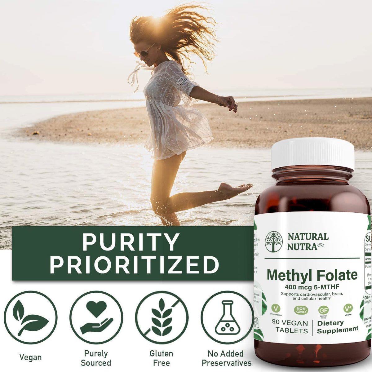 Natural Nutra Active Methyl Folate Vitamin B9 - 90 Tablets - image 4