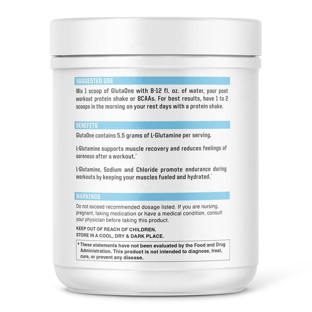 NutraOne GlutaOne L-Glutamine Powder Post Workout Recovery - 75 Servings - image 2