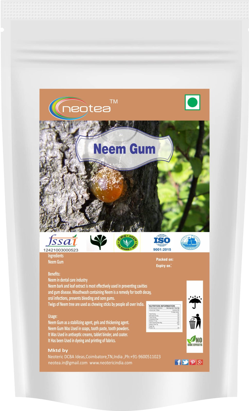 Neotea Dry Neem Gum Natural Herbal Resin - 200g
