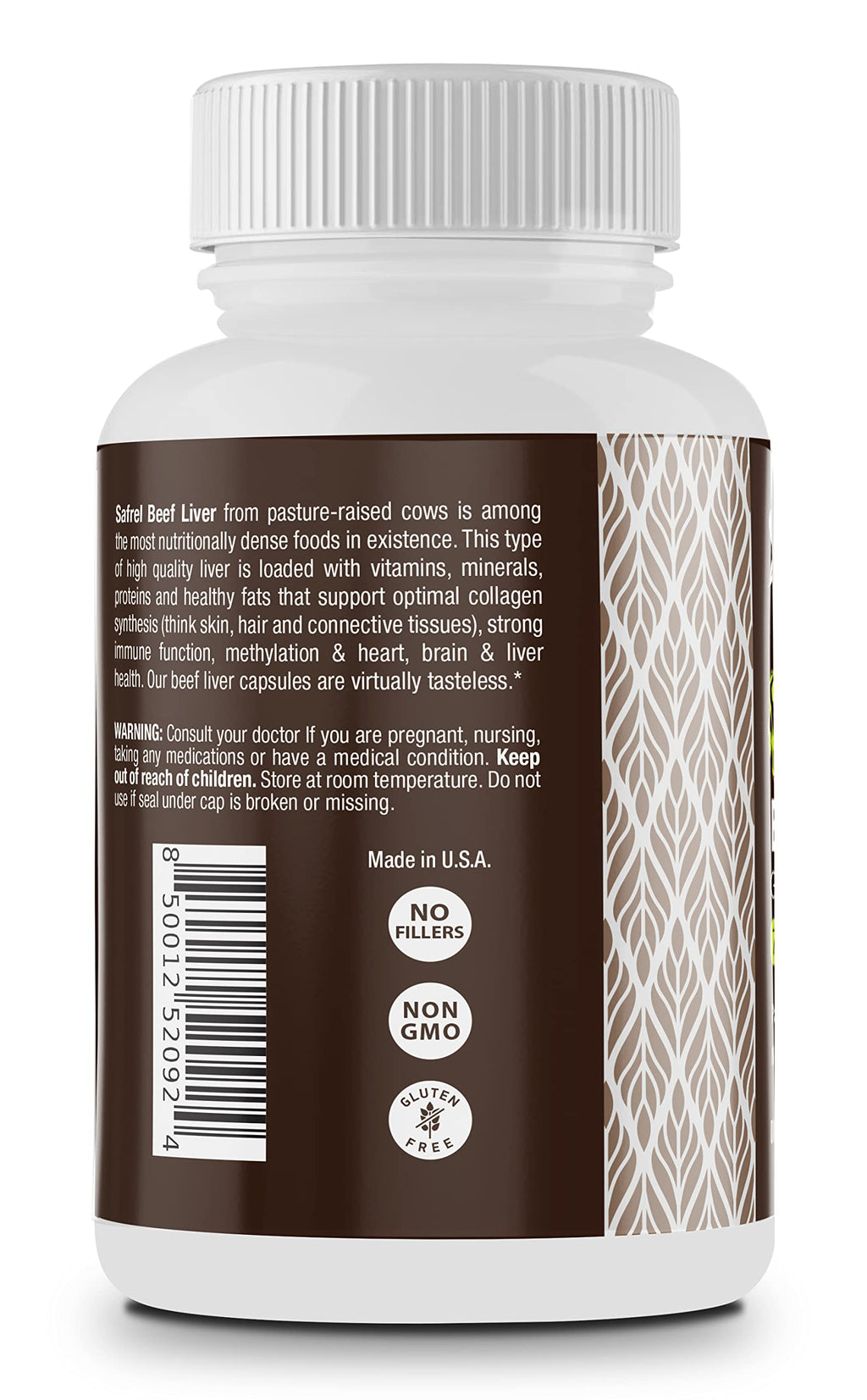 Safrel Grass Fed Desiccated Beef Liver Capsules - 180 Count - image 2