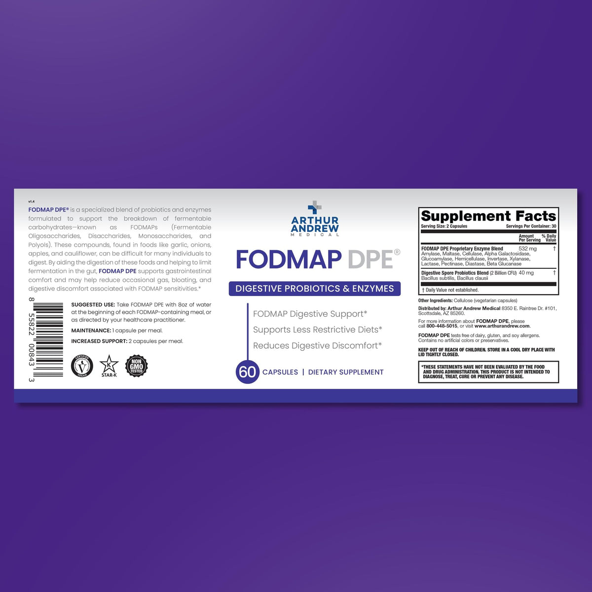 Arthur Andrew Medical, FODMAP DPE, Digestive Enzymes, Capsules