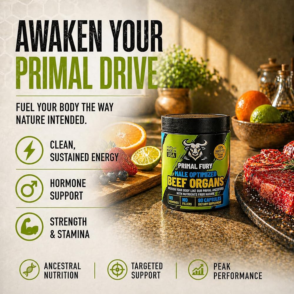PRIMAL FURY Grass Fed Beef Organ Supplement for Men