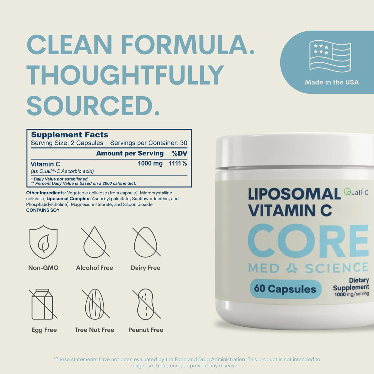 Core Med Science Liposomal Vitamin C 1000mg - Non-GMO
