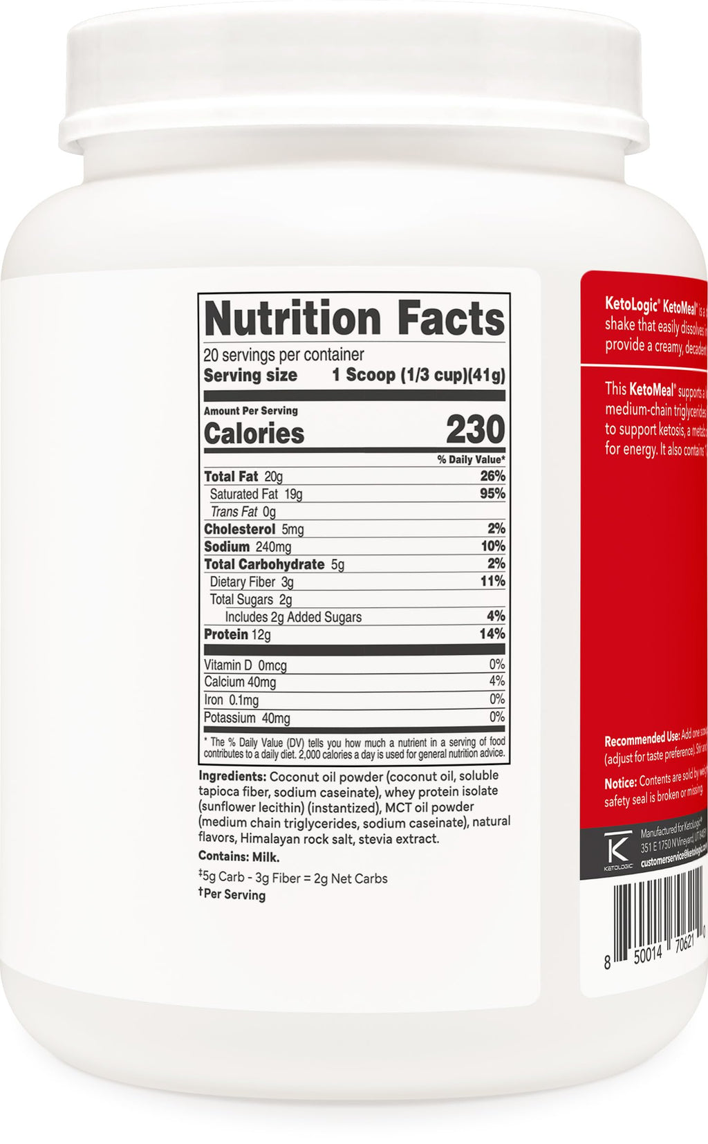 KetoLogic Keto Meal Replacement Shake Powder For Optimal Results +