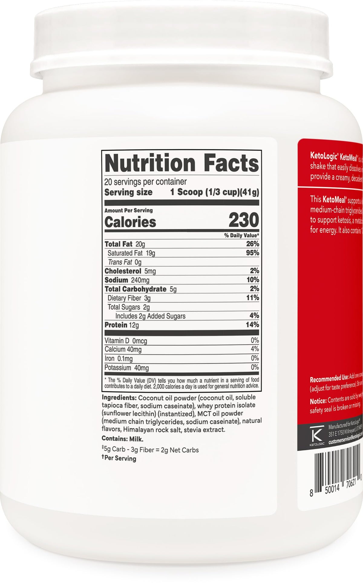 KetoLogic Keto Meal Replacement Shake Powder For Optimal Results +