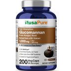 NusaPure Glucomannan Konjac Root 1000mg - 200 Vegetarian Capsules