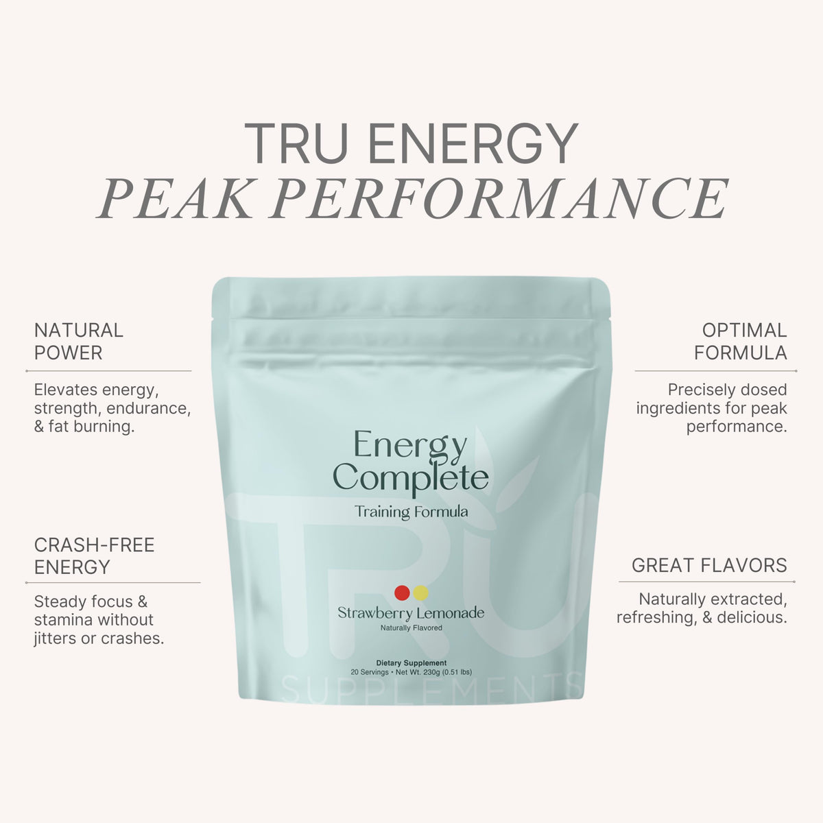 TRU Supplements Energy Pre-Workout Powder Strawberry Lemonade - 20 Servings - image 3