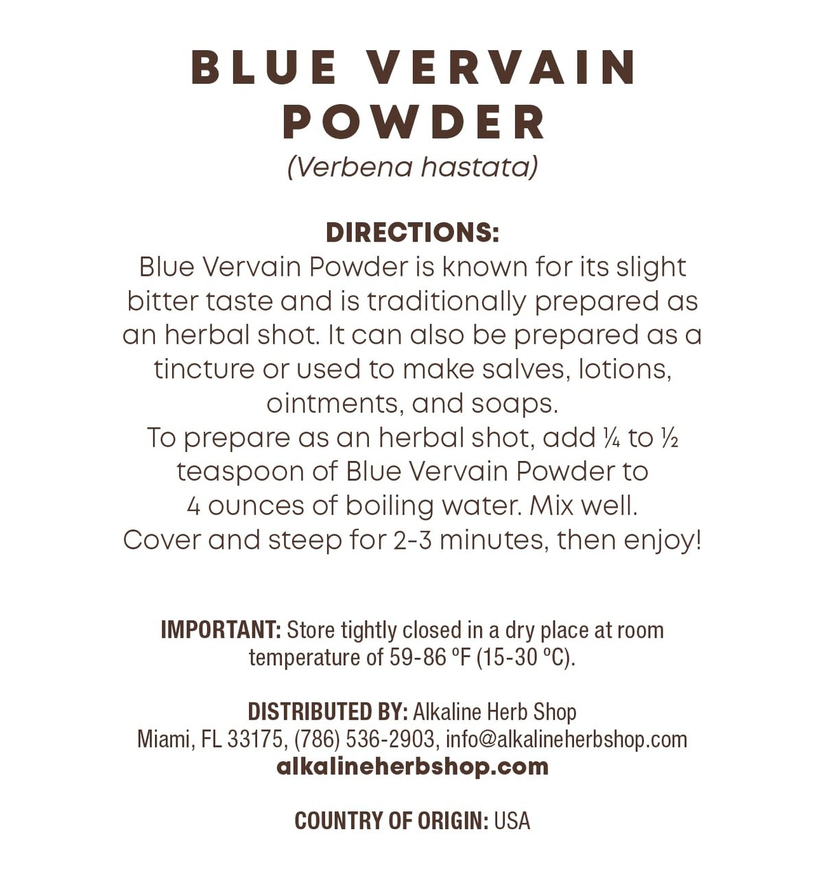 Alkaline Herb Blue Vervain Powder - 4 oz - image 2