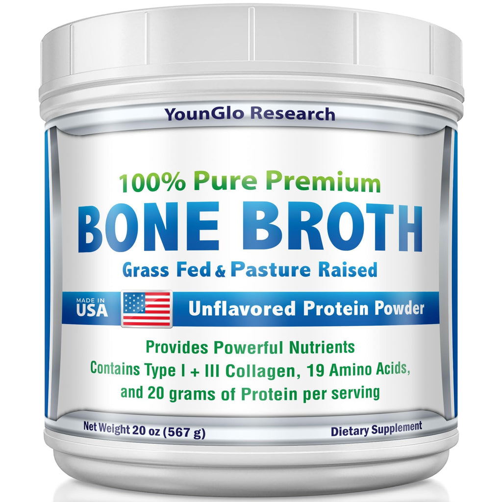 YounGlo Research Bone Broth Beef Protein Powder - 20 oz