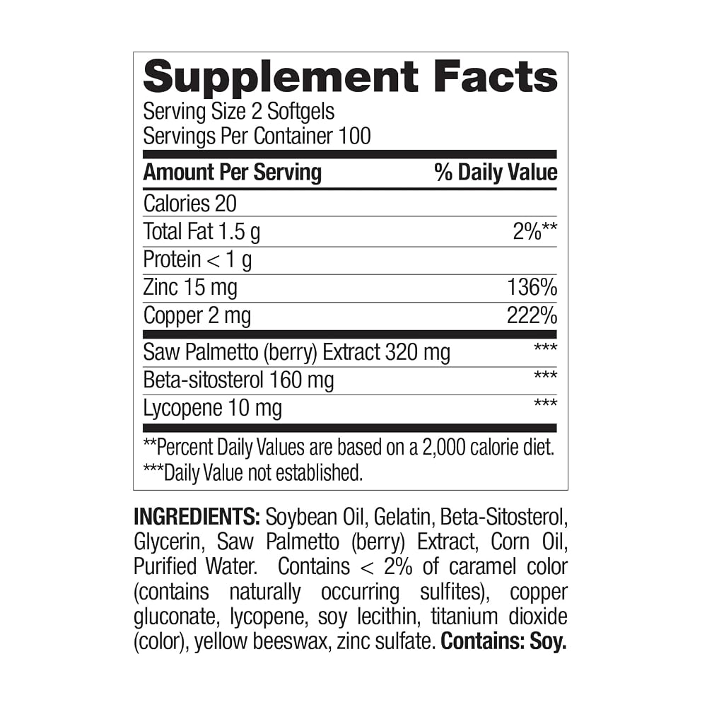 Nature's Wonder Men's Prostate Formula with Saw Palmetto - 200 Softgels - image 8