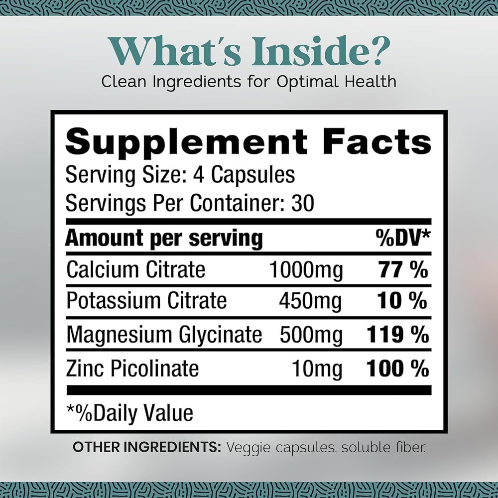 LaviMD Potassium Magnesium Zinc Calcium Supplement - 120 Capsules - image 4