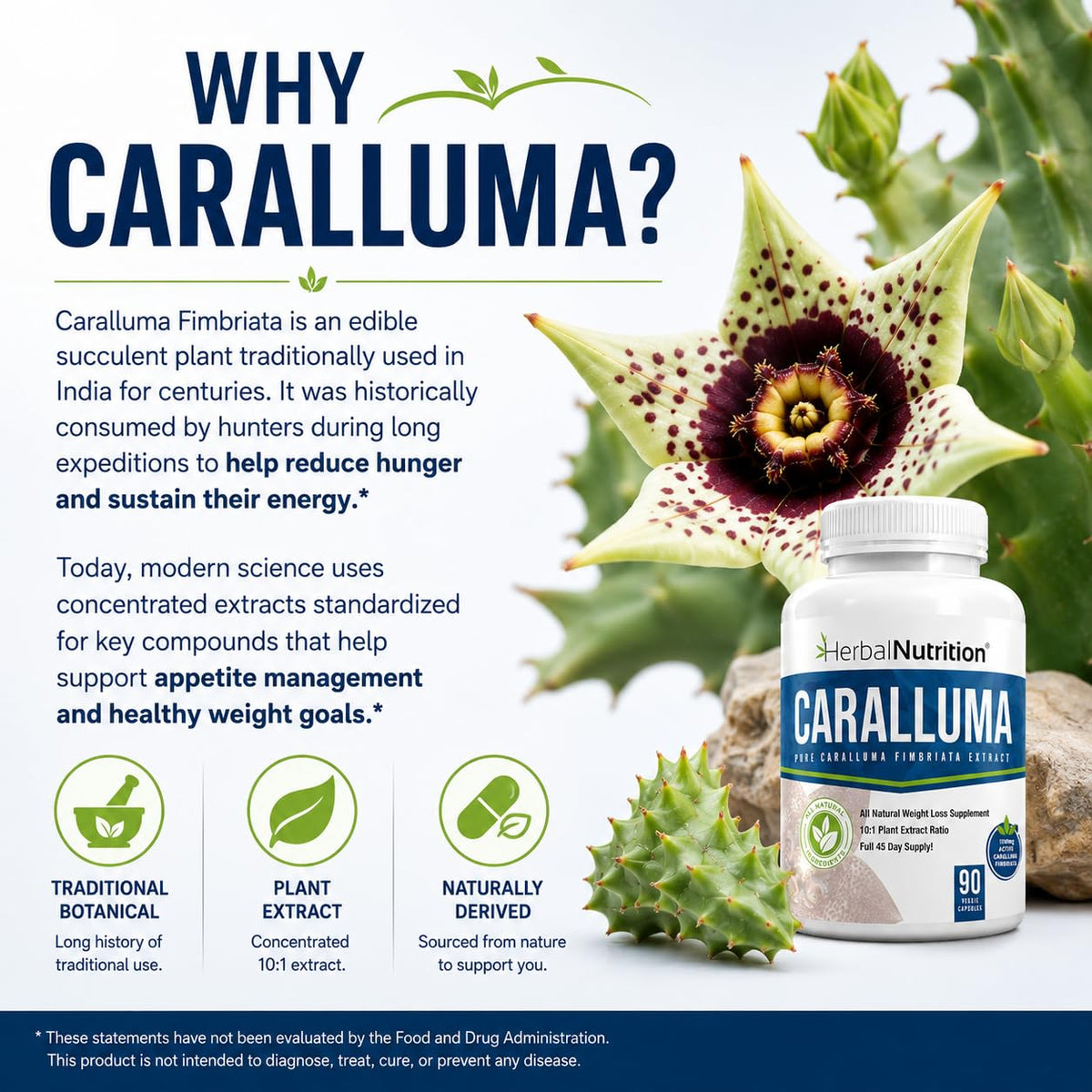 Herbal Nutrition Caralluma Fimbriata 1200mg Appetite Support - 90 Capsules - image 2