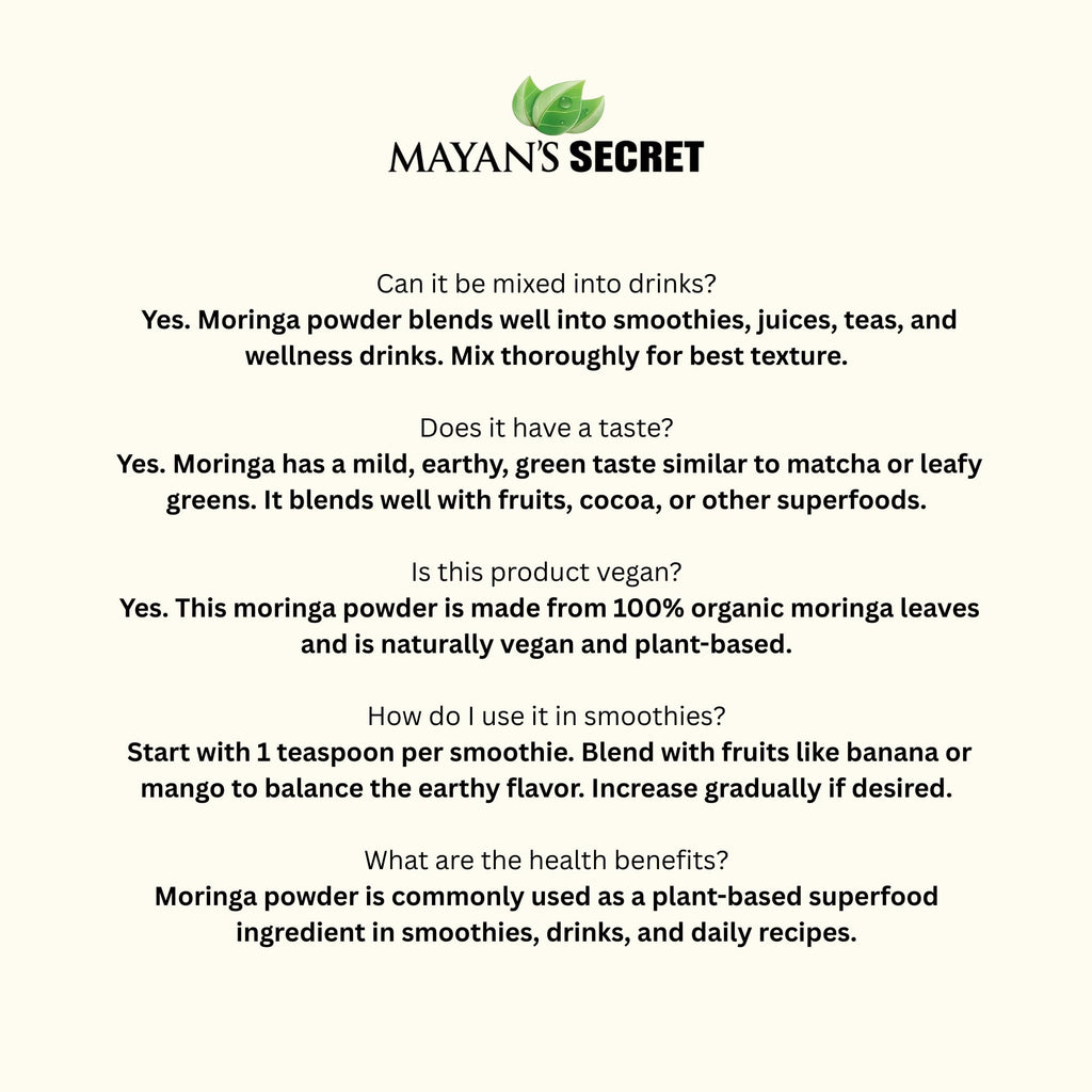Mayan's Secret Organic Moringa Leaf Powder - 12 oz - image 8