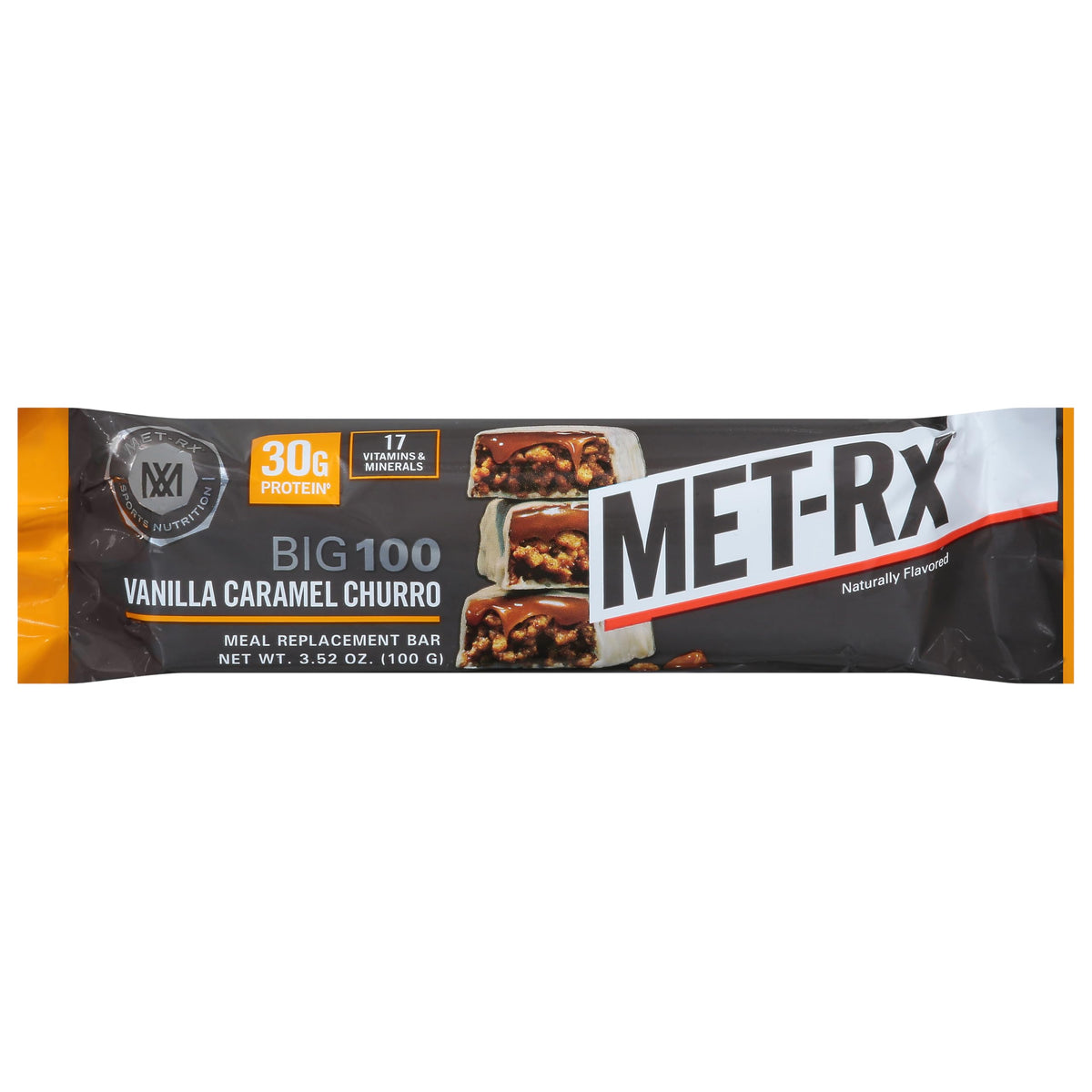 MET-Rx Big 100 Vanilla Caramel Churro Protein Bar - 9 Count