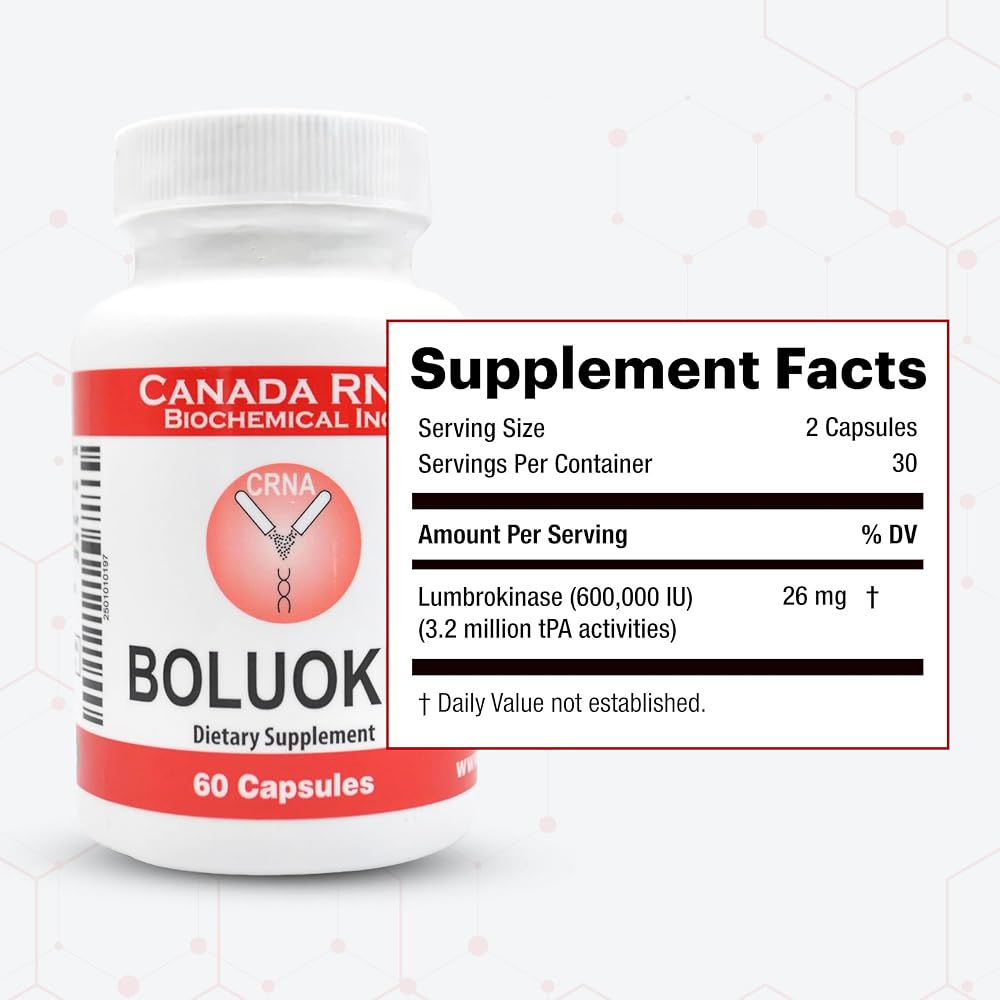 Canada RNA Boluoke Lumbrokinase 20 mg - 120 Capsules - image 2