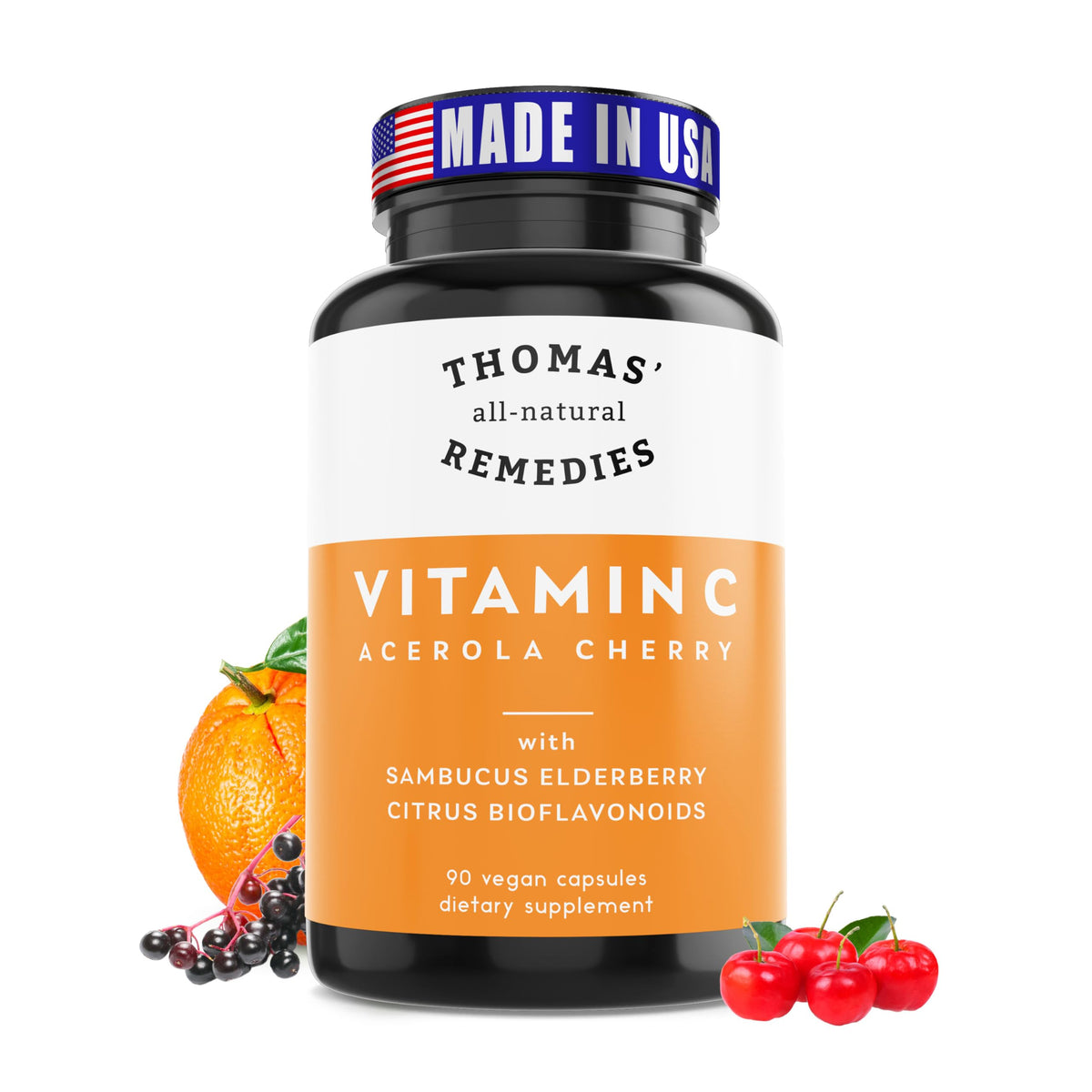 Thomas' All-Natural Remedies Vitamin C with Elderberry - 90 Capsules