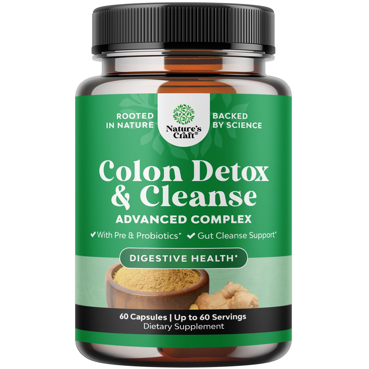 Natures Craft Colon Cleanse Detox Gut Cleanse Capsules - 60 Count