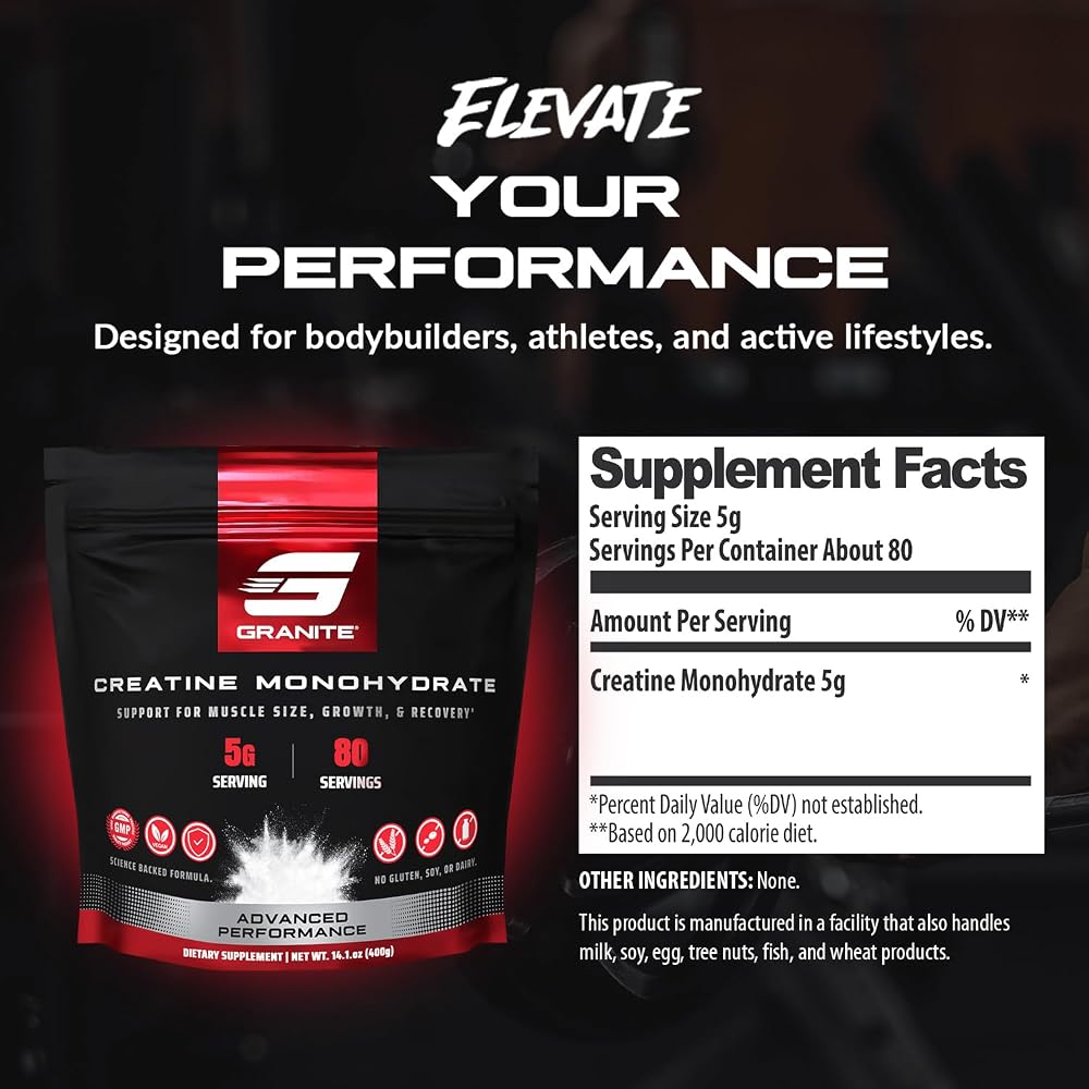 Granite Creatine Monohydrate Powder for Strength & Muscle - 80 Servings - image 3