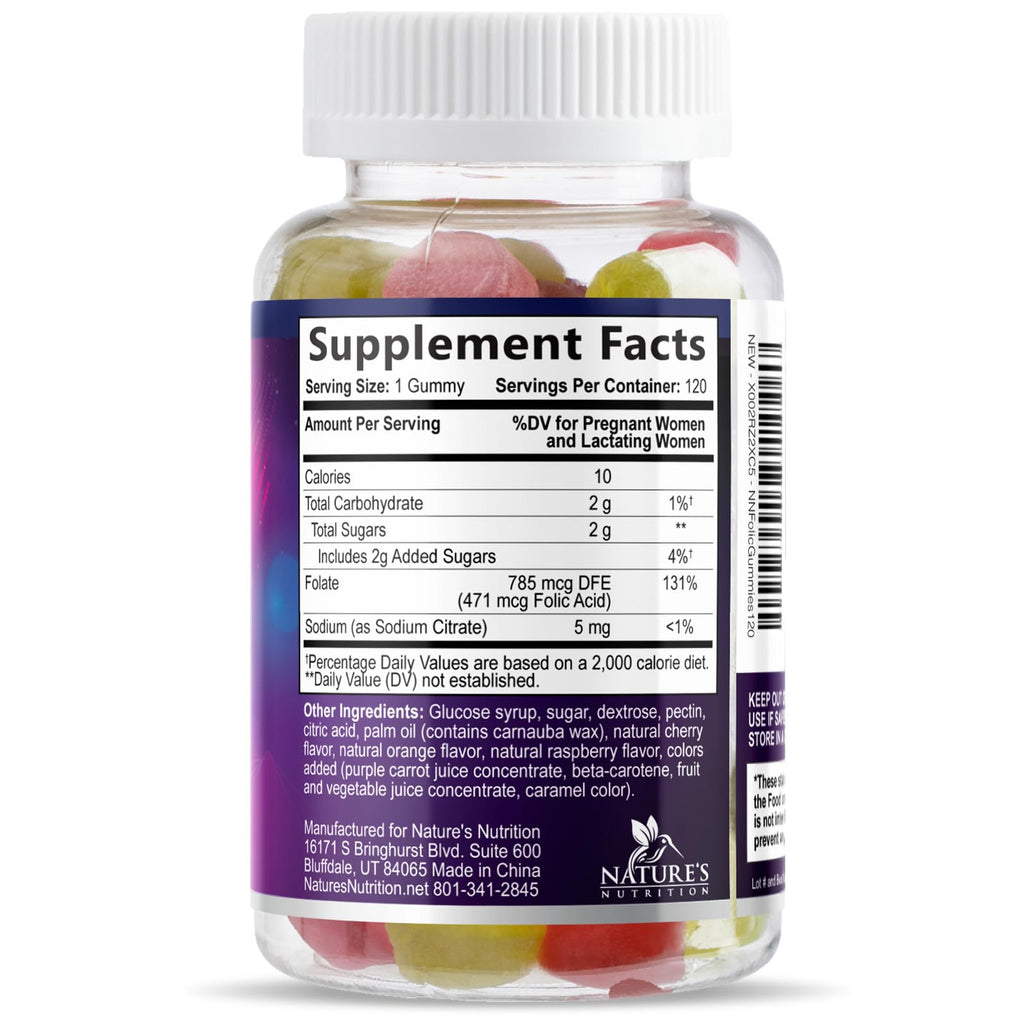 Nature's Nutrition Folic Acid Gummies - Essential Prenatal Vitamins