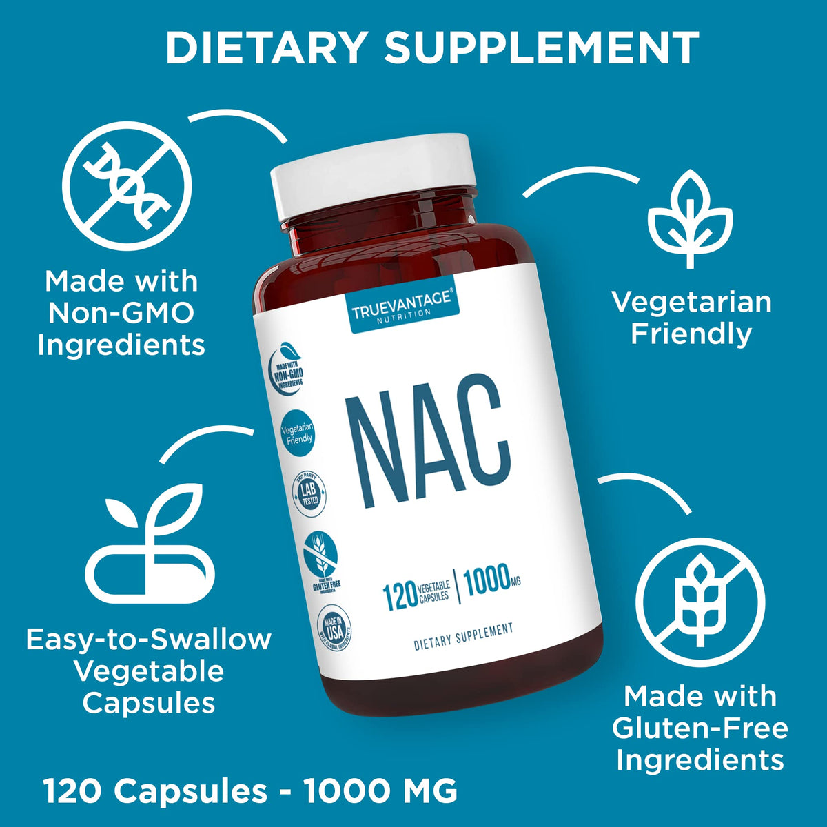 Truevantage NAC 1000 mg N-Acetyl L-Cysteine - 120 Capsules - image 2