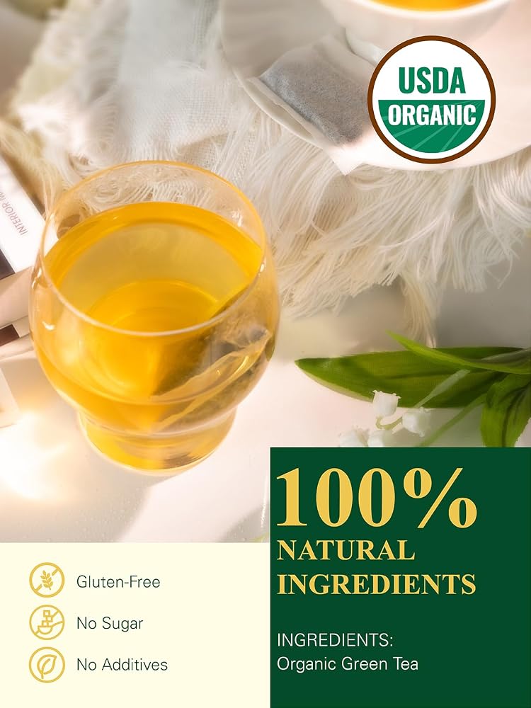 GLDNT Organic Green Tea Bags, Caffeinated - 100 Count - image 2