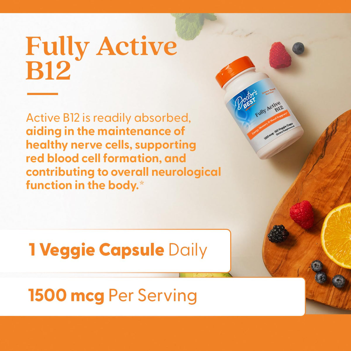 Doctor's BEST Vitamin B12 Methylcobalamin Energy Support - 180 Capsules - image 5