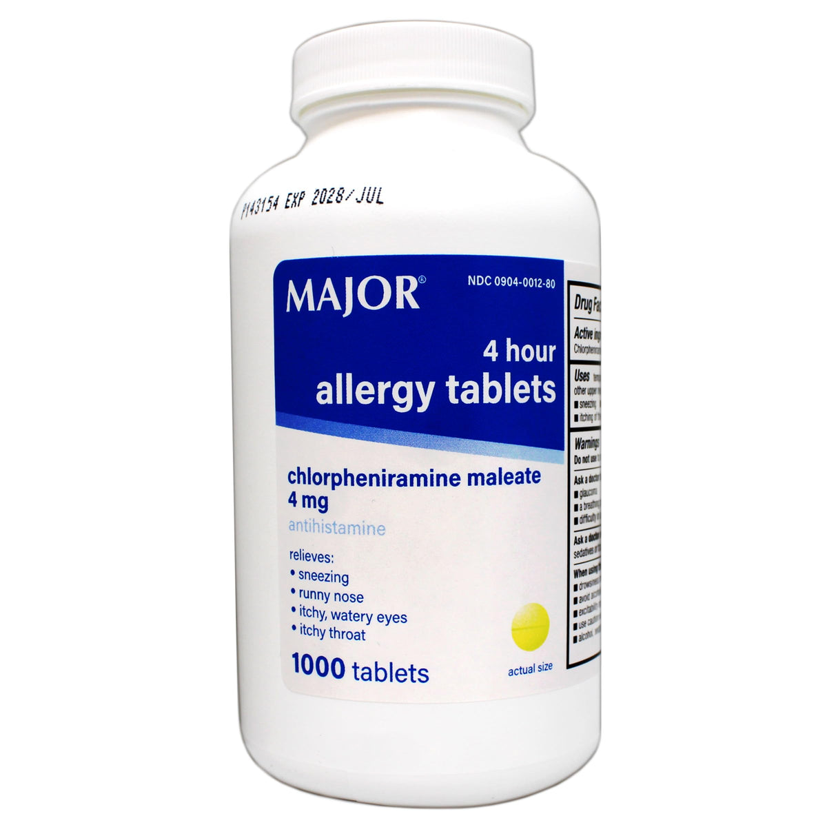 MAJOR Chlorpheniramine Maleate 4 mg Allergy Tablets - 1000 Tablets - image 5