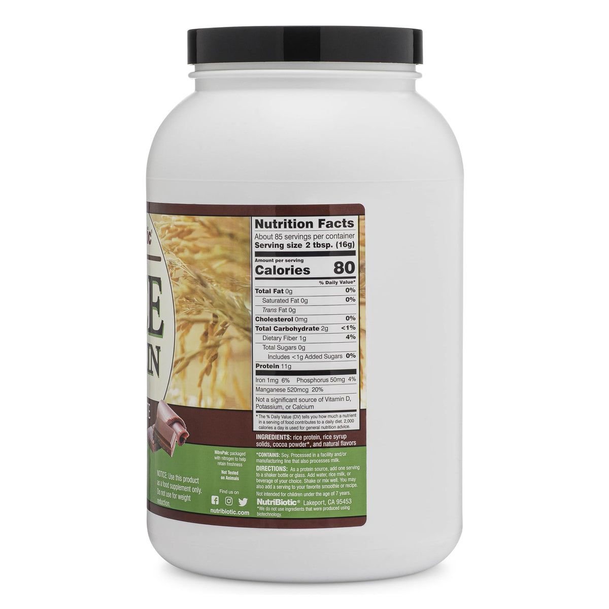 NutriBiotic Chocolate Rice Protein Powder - 3 Lb - image 3