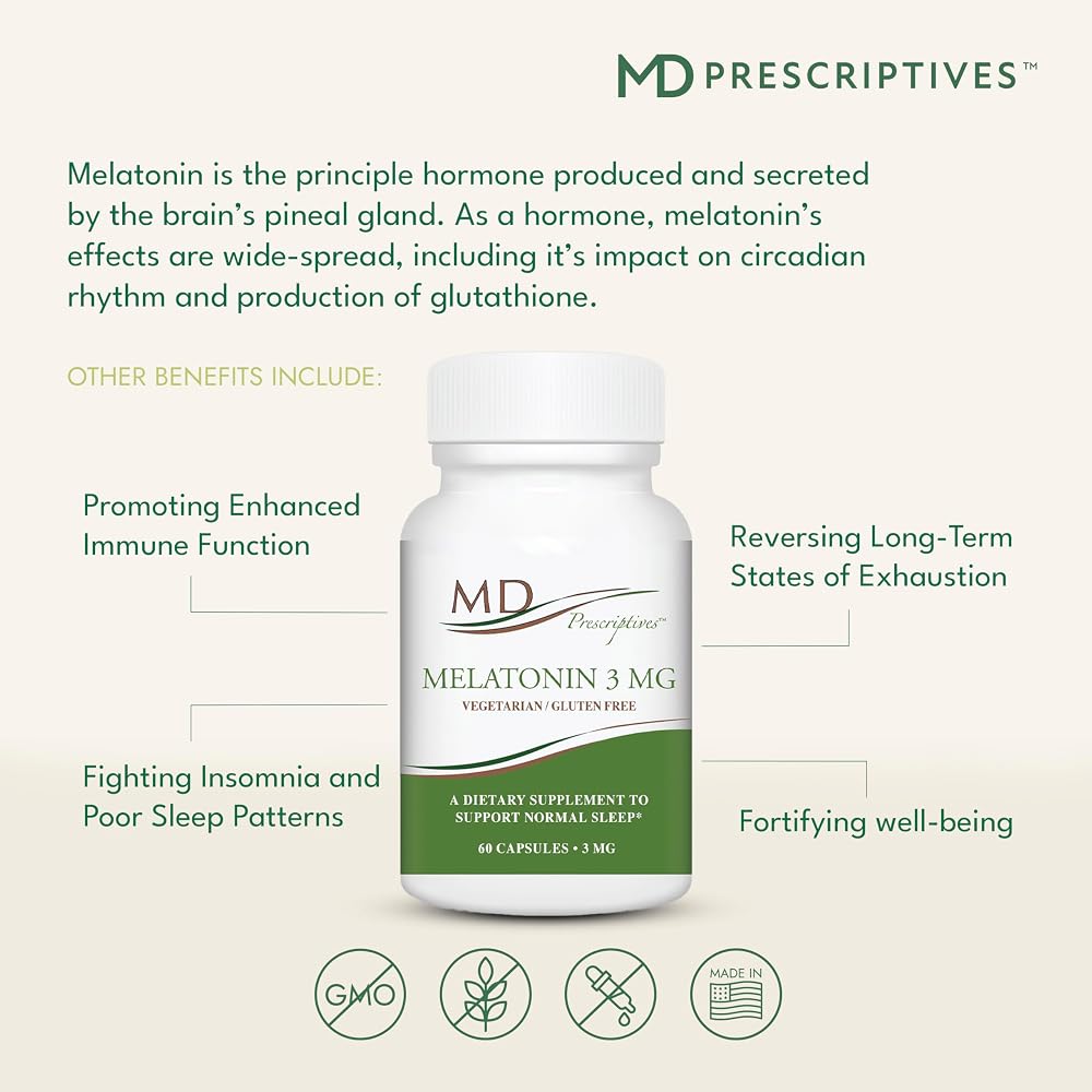 MD Prescriptives Melatonin 3mg for Sleep - 60 Vegetarian Capsules - image 5