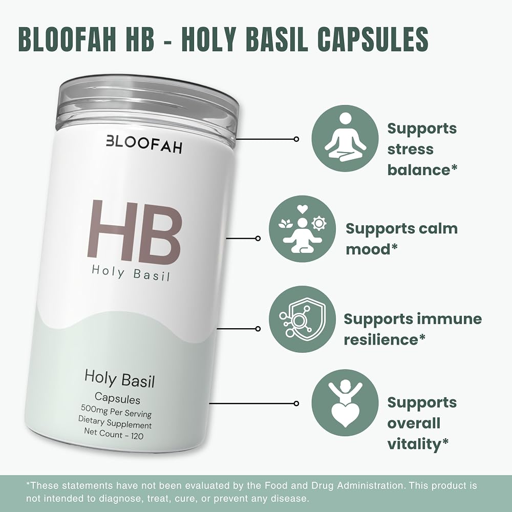 Bloofah Holy Basil Leaf Extract 500mg - 120 Capsules - image 4
