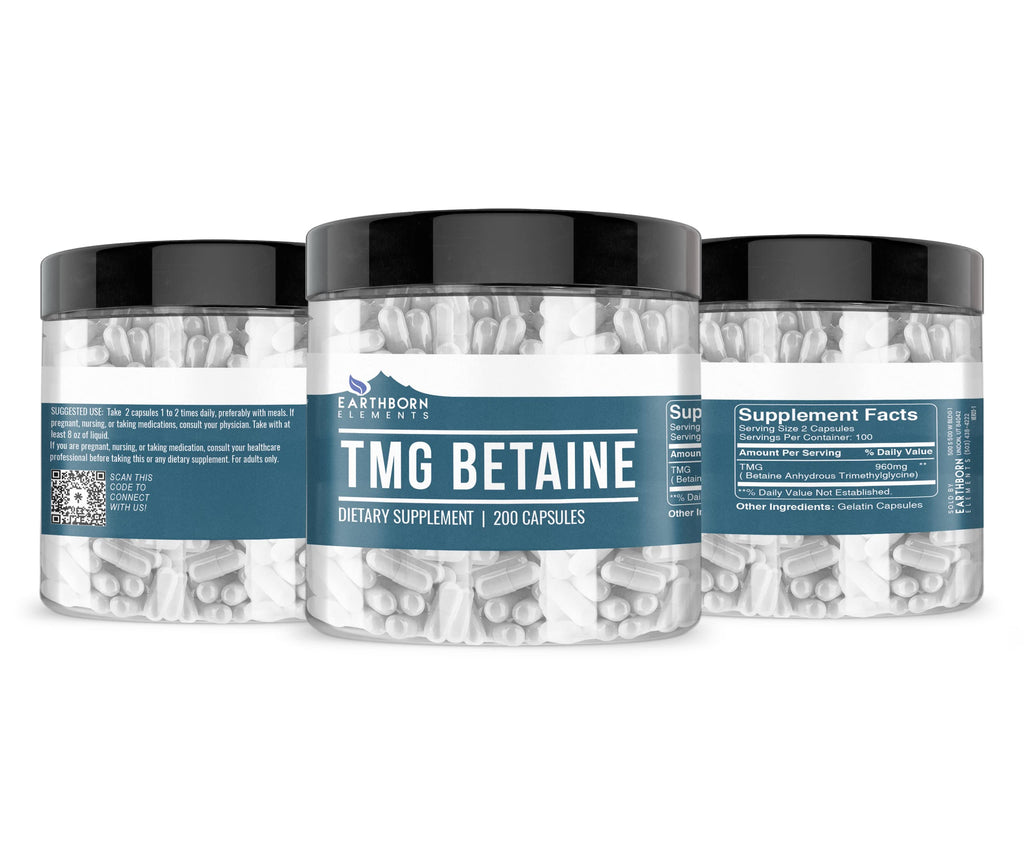 Earthborn Elements TMG Betaine Anhydrous Trimethylglycine - 200 Capsules - image 2