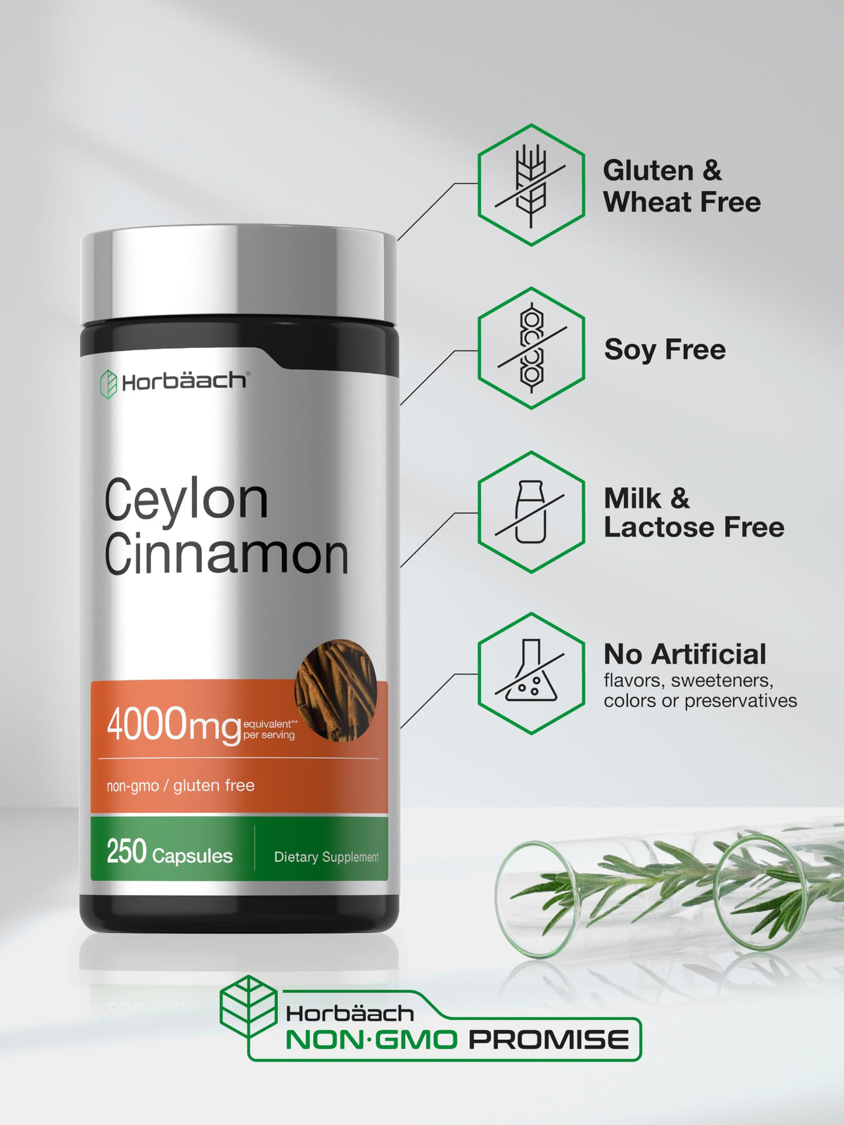 Horbäach Ceylon Cinnamon Capsules - 250 Count - image 5