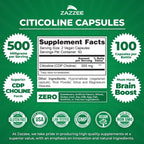 Zazzee Extra Strength Citicoline 500 mg - 100 Vegan Capsules - image 3