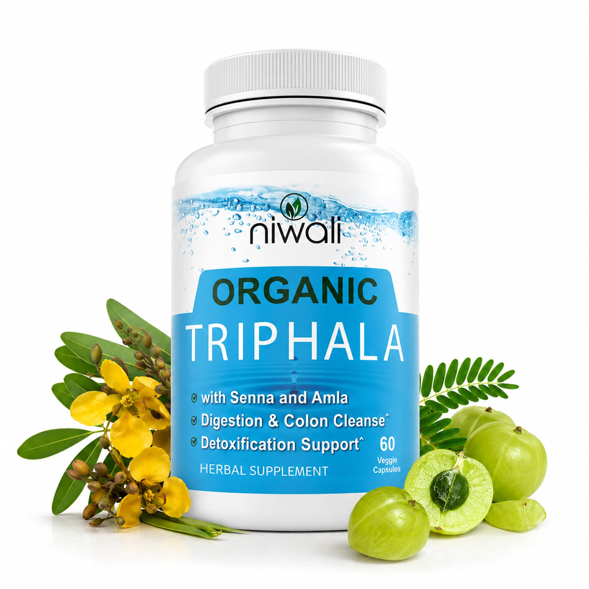 NIWALI Triphala Capsules for Gut Health - 60 Capsules