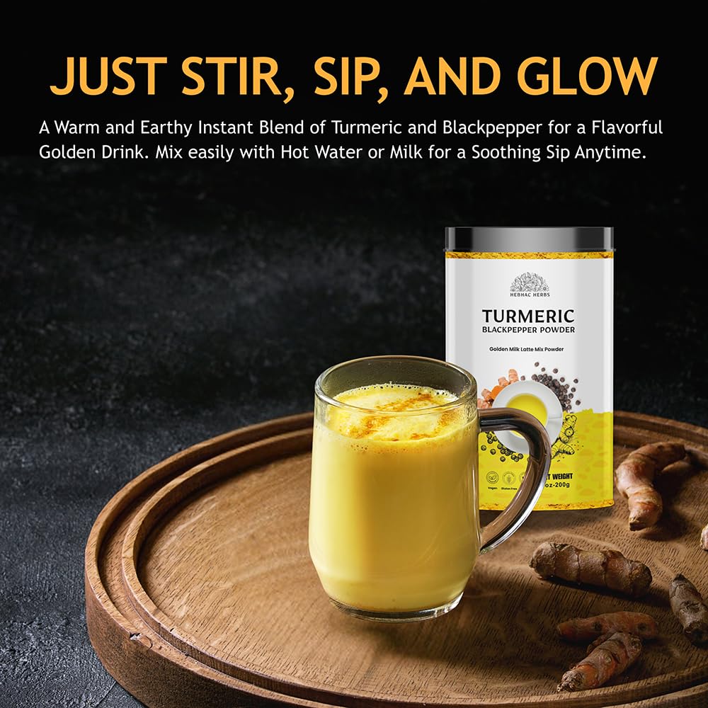 Hebhac Herbs Turmeric Curcumin Powder with Black Pepper - 200g - image 5