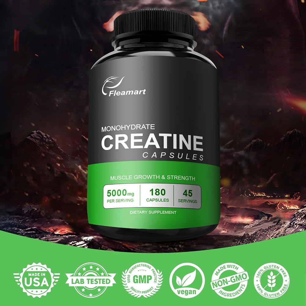Fleamart Micronized Creatine Monohydrate Capsules, Keto Friendly