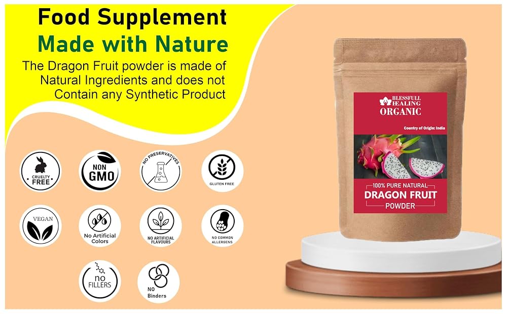 Blessfull Healing Organic Dragon Fruit Powder 100% Pure Natural 200