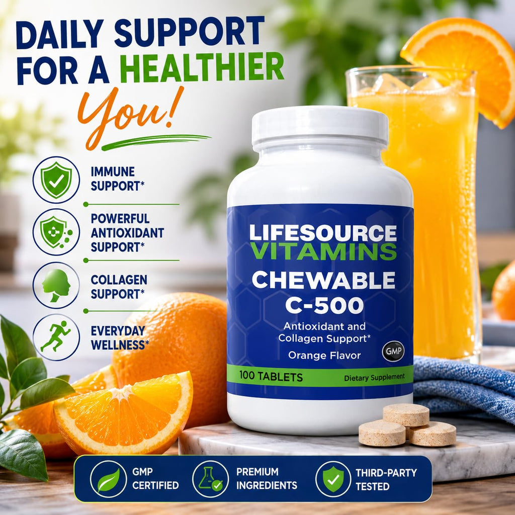 LifeSource Vitamins Vitamin C 500 mg Orange Chewable - 100 Tablets - image 2