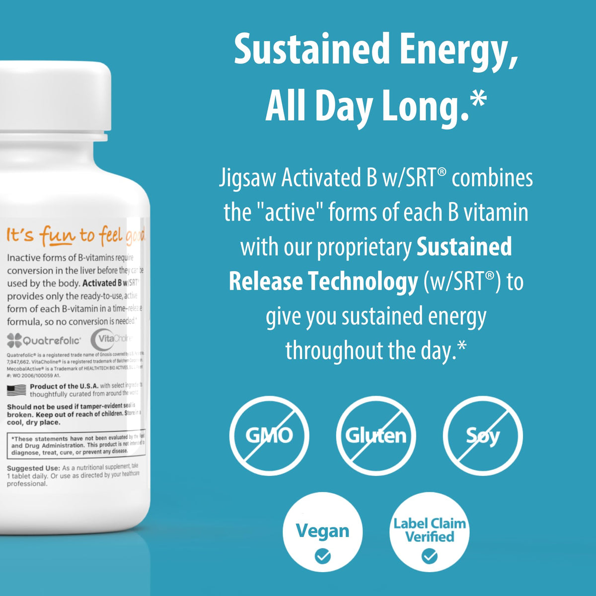 Jigsaw Health Activated B Complex with SRT - 120 Tablets - image 3