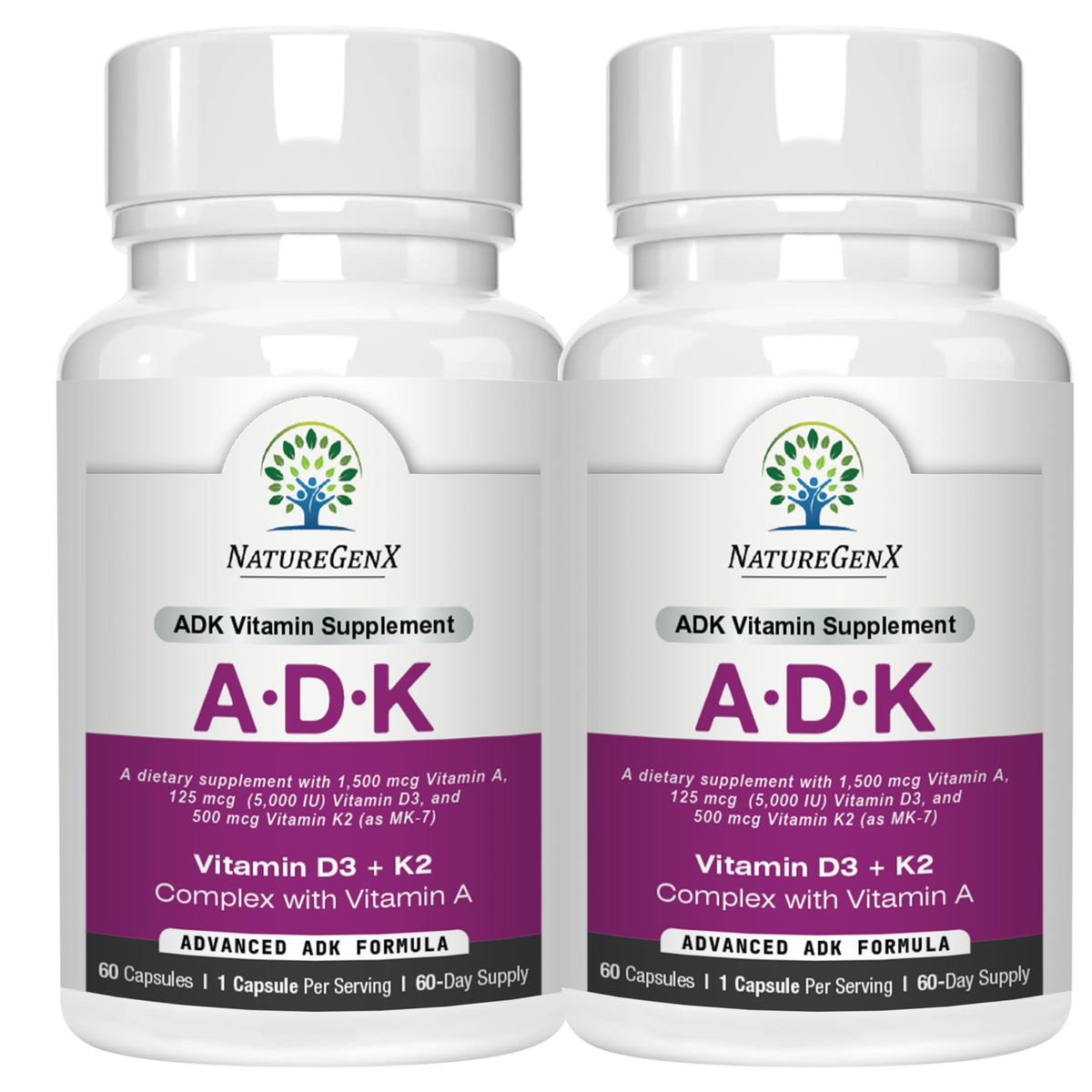NatureGenX ADK Vitamin Supplement for Bone Health – 120 Capsules