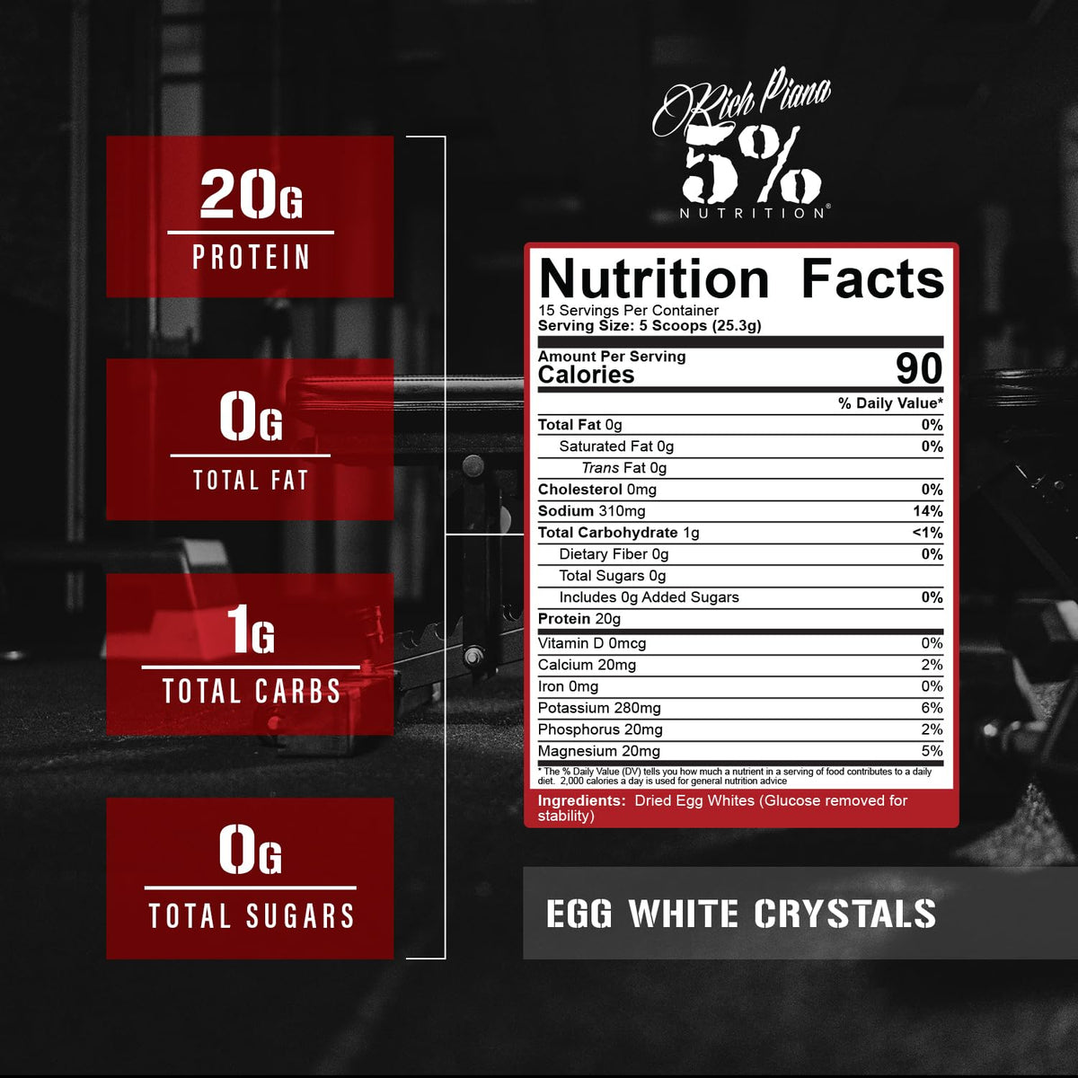 5% Nutrition Egg White Crystals Pure Protein Powder - 13.4 oz - image 2