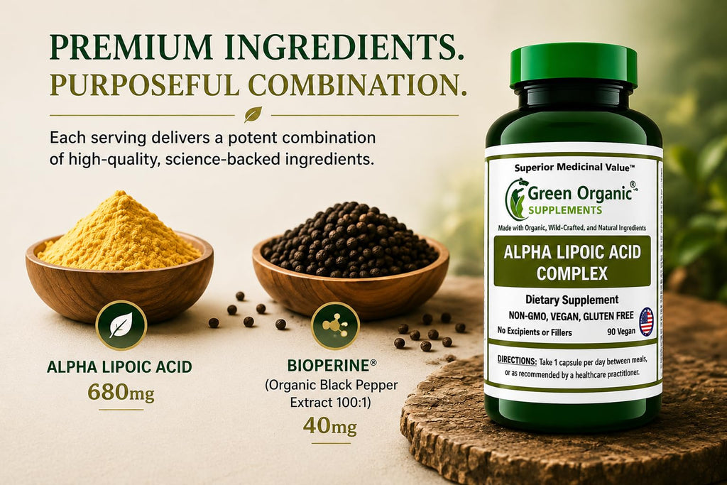 Green Organic Supplements Alpha Lipoic Acid Complex - 90 Capsules - image 4