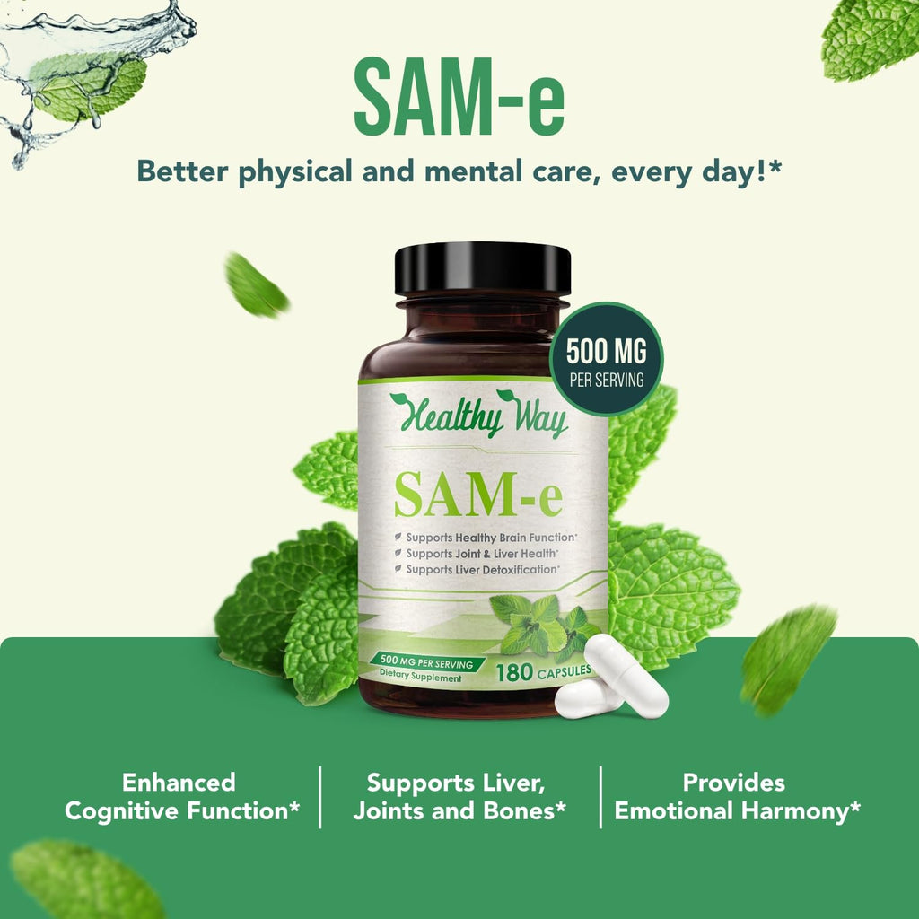 HealthyWayRx 500mg SAM-e Supplement - High Strength 500mg