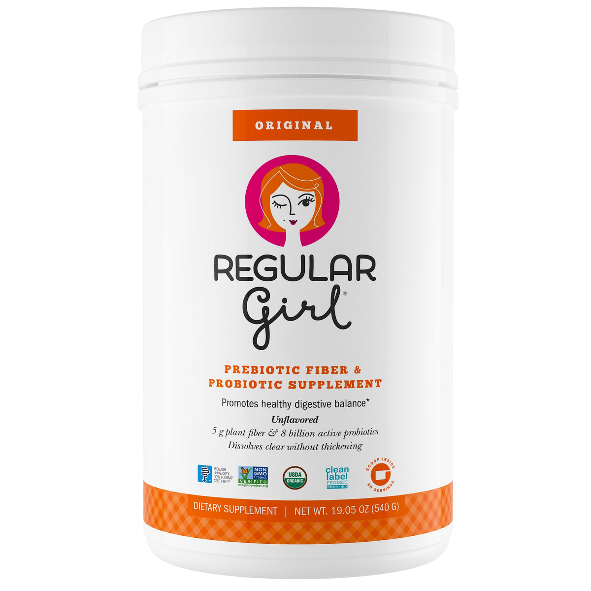 Regular Girl Organic Prebiotic Fiber & Probiotics Powder - 90 Servings