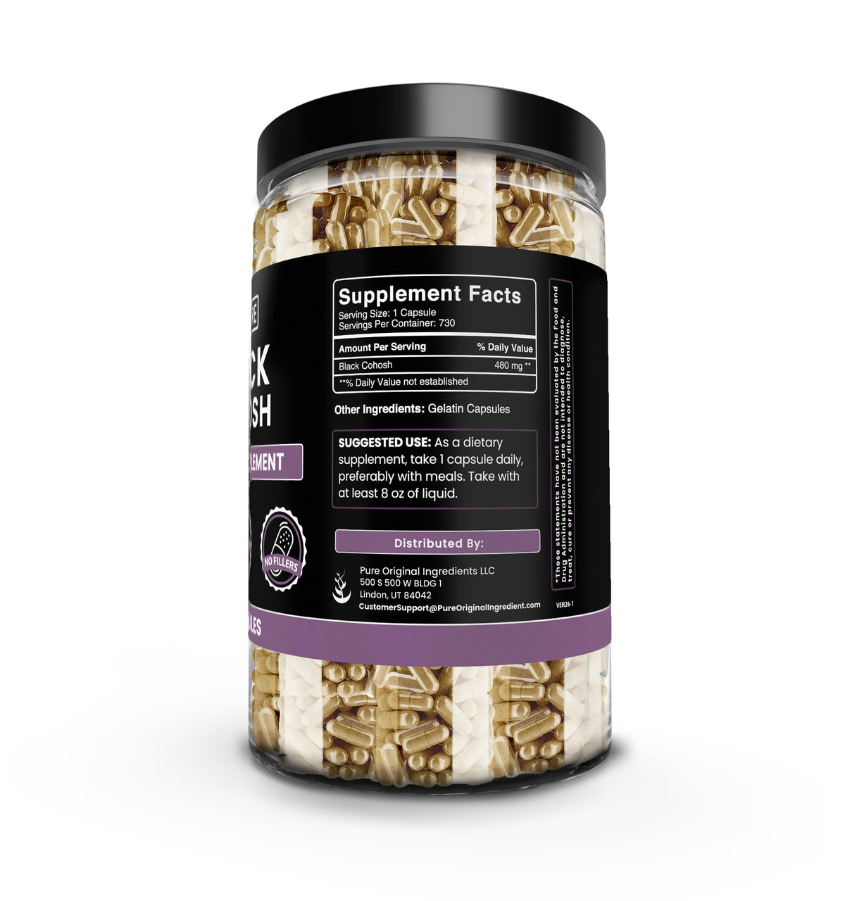 PURE ORIGINAL INGREDIENTS Black Cohosh No Magnesium Or Rice Fillers